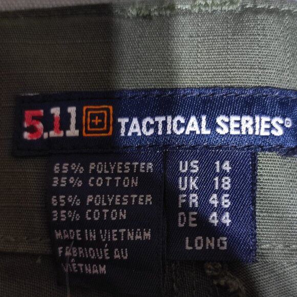 5.11 Tactical Series TDU pants women's size 14 Long green Cargo Ripstop Flex-Tac - Picture 5 of 16